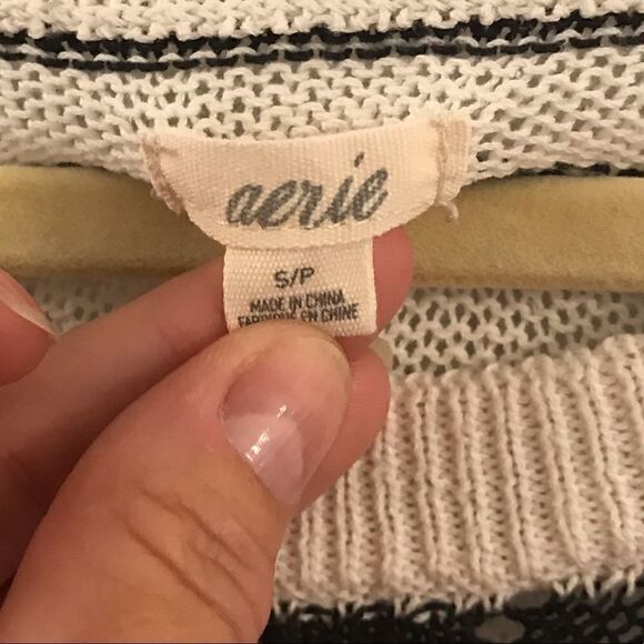 Aerie women’s small blue white stripe sweater - Picture 2 of 8